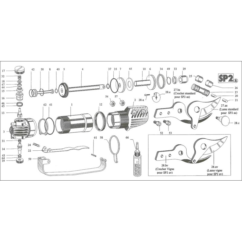 Sécateur pneumatique Scatair SP2AS - vigne bois tendre