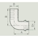Coude porte-joint, filet mâle